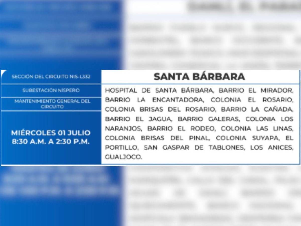 Estas zonas de Honduras no tendrán energía este miércoles 1 de julio