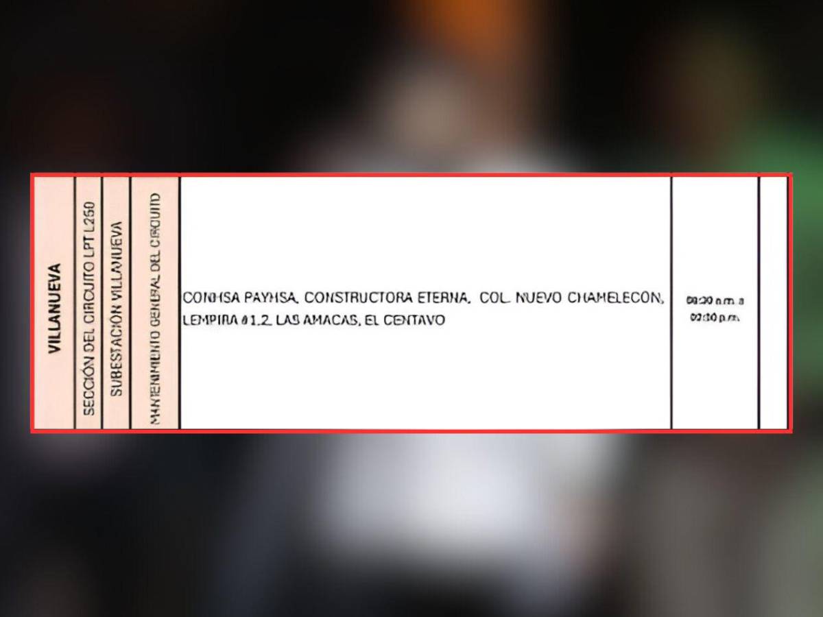 Miércoles sin electricidad en seis municipios de Honduras