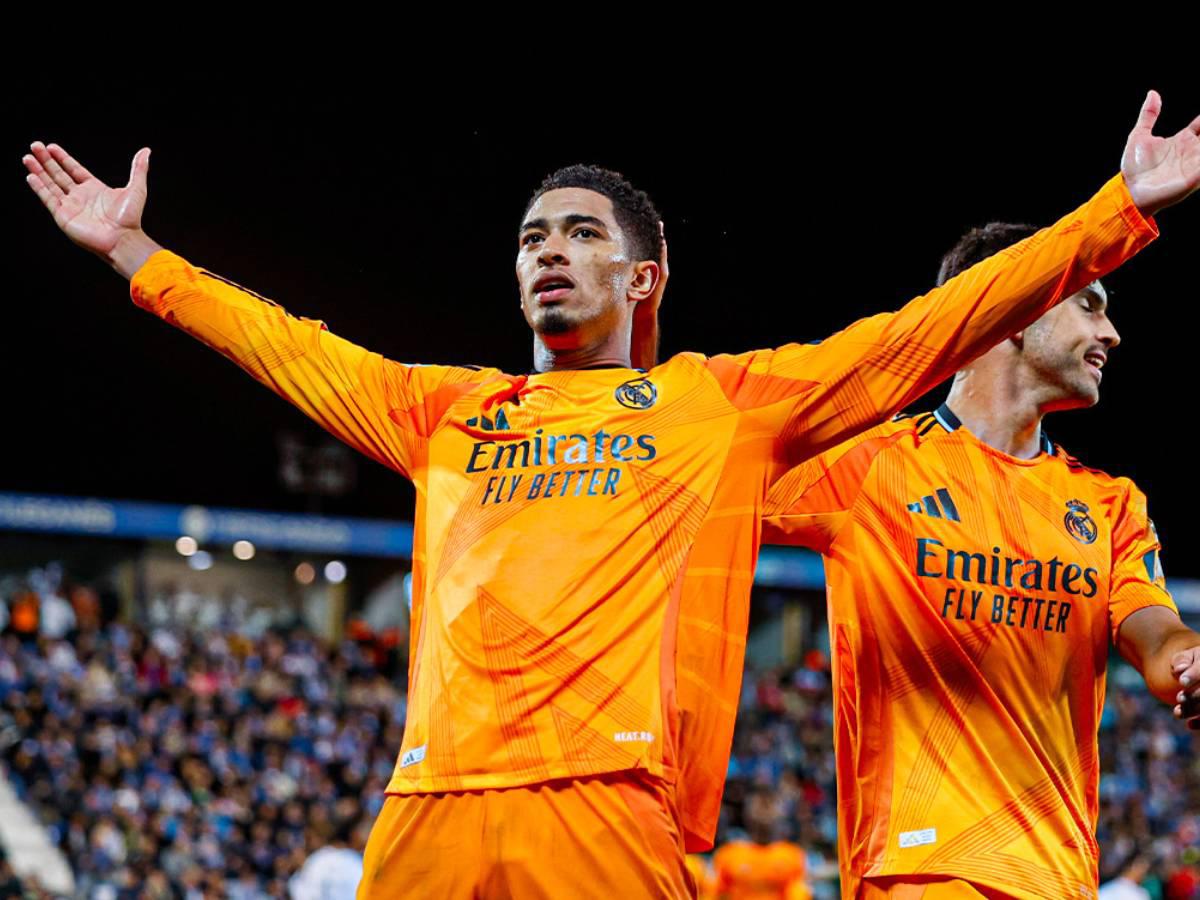 Jude Bellingham celebrando el gol que liquidó el duelo Leganés vs Real Madrid.