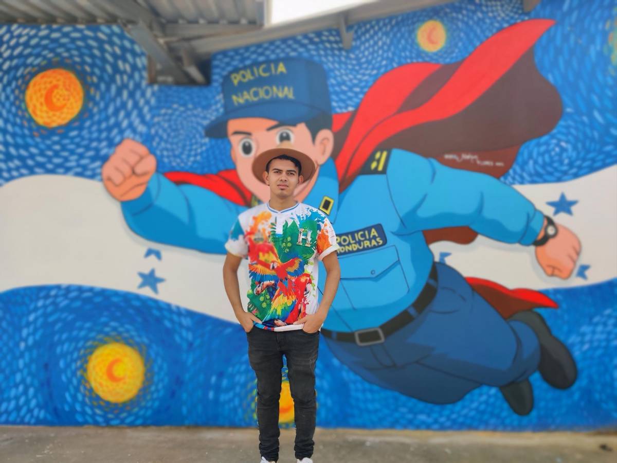 Realizan mural en homenaje al policía Kevin Pérez quien murió por rescatar a dos niños