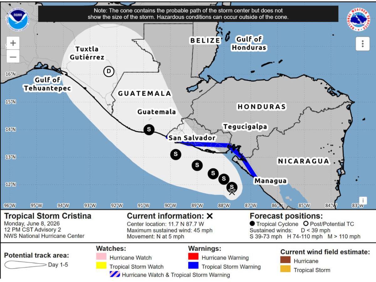 ¿Qué muestran los mapas sobre la tormenta tropical Cristina?