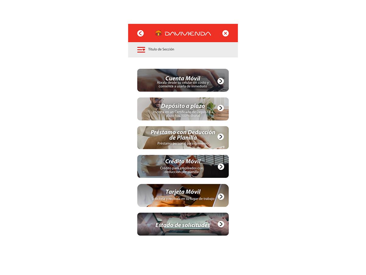 App Davivienda: Productos.