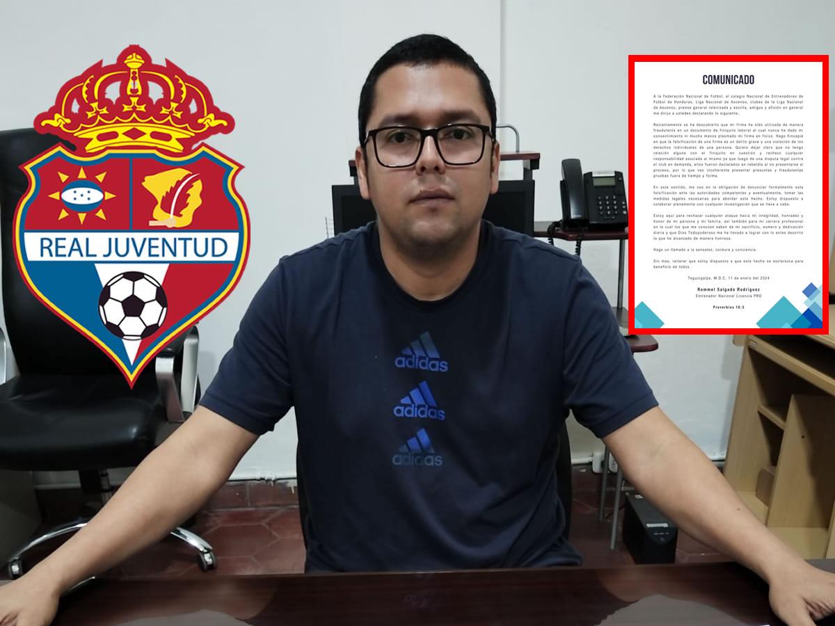 DT Rommel Salgado denuncia al Real Juventud y los acusa de falsificación de su firma