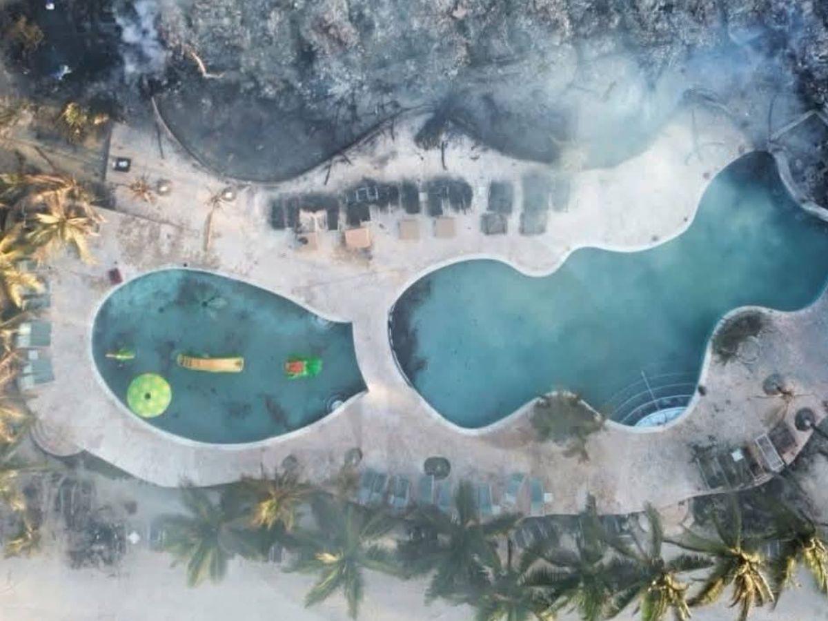Así fue el voraz incendio que consumió hotel en Roatán: imágenes impactantes