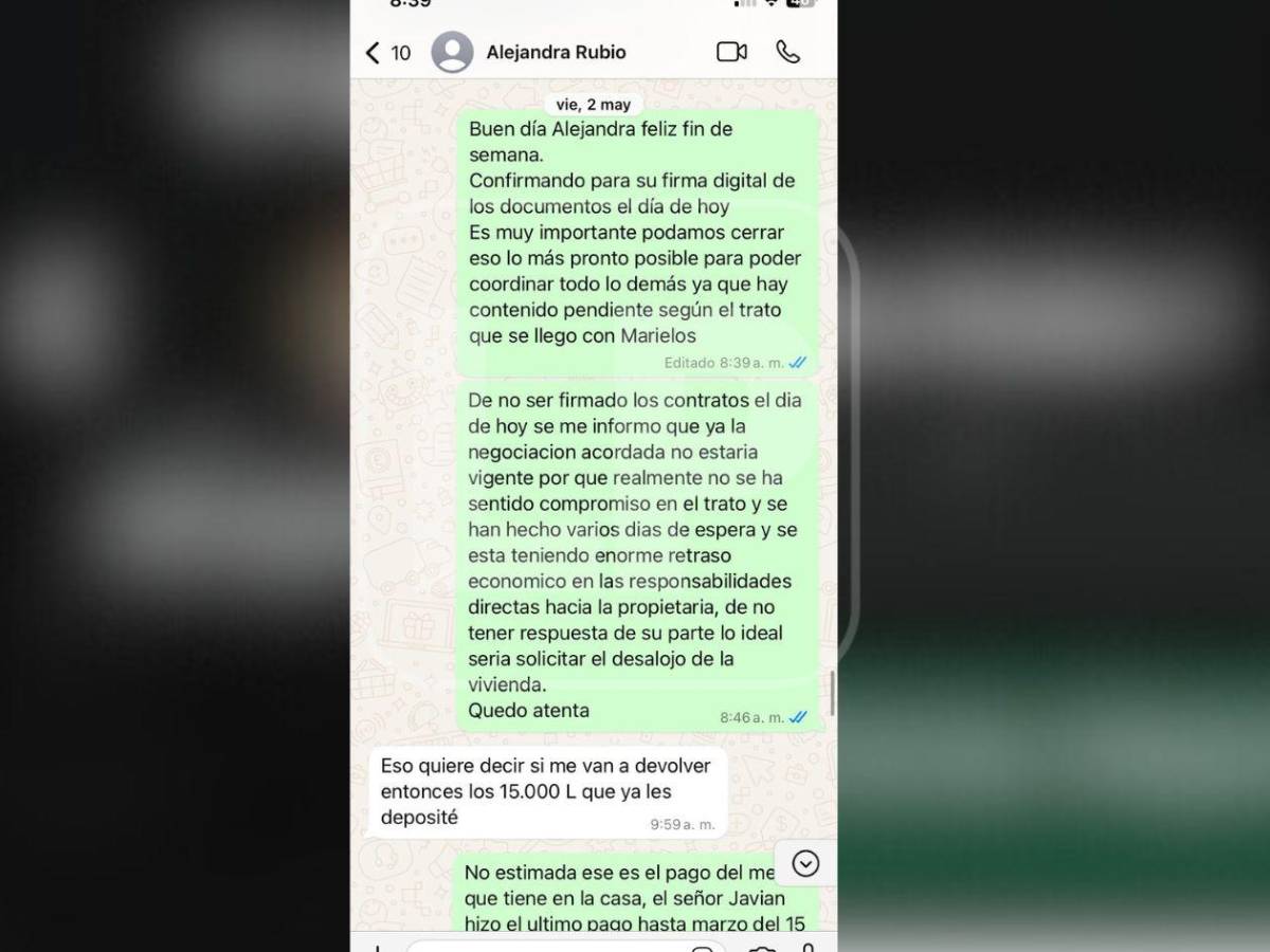 Chats, documentos y amenazas: La polémica de Alejandra Rubio con agente inmobiliaria