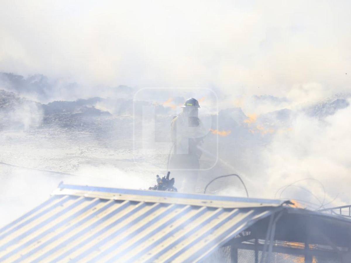 Fotos: Voraz incendio consume bodega en San Pedro Sula