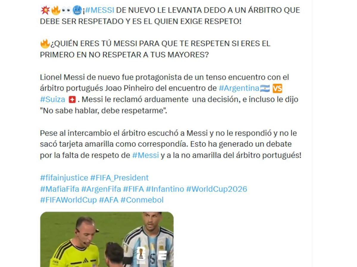 Escándalo tras conocerse lo que Messi le dijo al árbitro del Argentina - Suiza: Yo te hablé bien