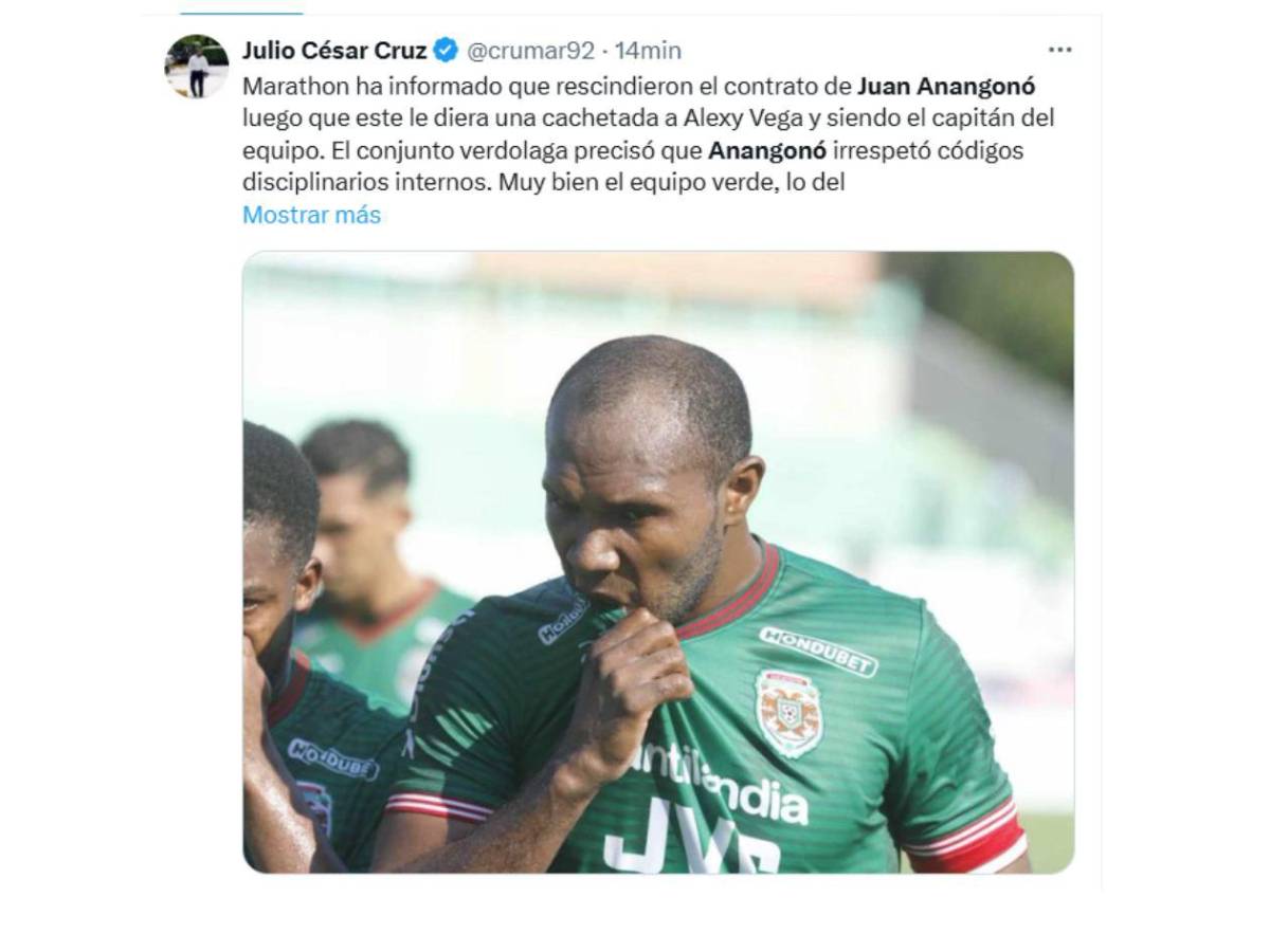 Reacción de la prensa hondureña tras salida de Anangonó del Marathón