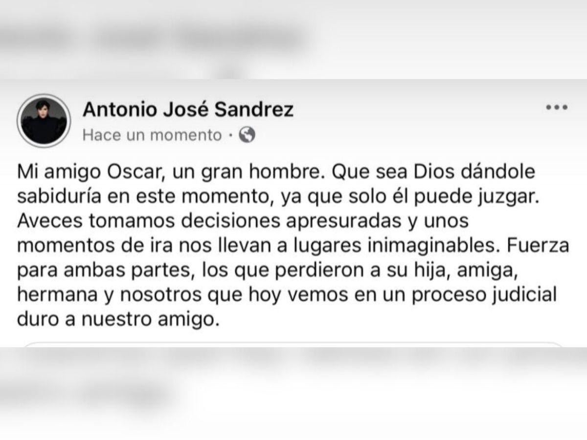 Antonio Sandrez sale en defensa de acusado de matar a María Fernanda