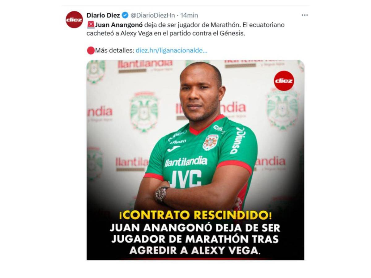 Reacción de la prensa hondureña tras salida de Anangonó del Marathón