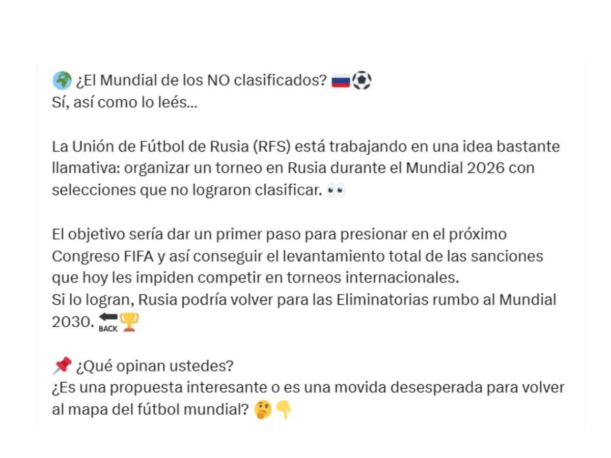 Presión a FIFA: Potencia planea armar otro Mundial, ¿Honduras presente ?