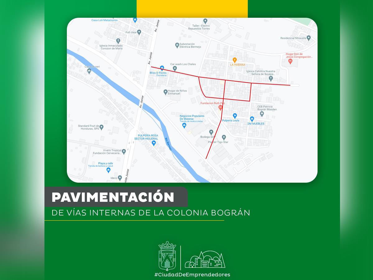 Los residentes de la colonia Bográn serán beneficiados con este importante proyecto de pavimentación.