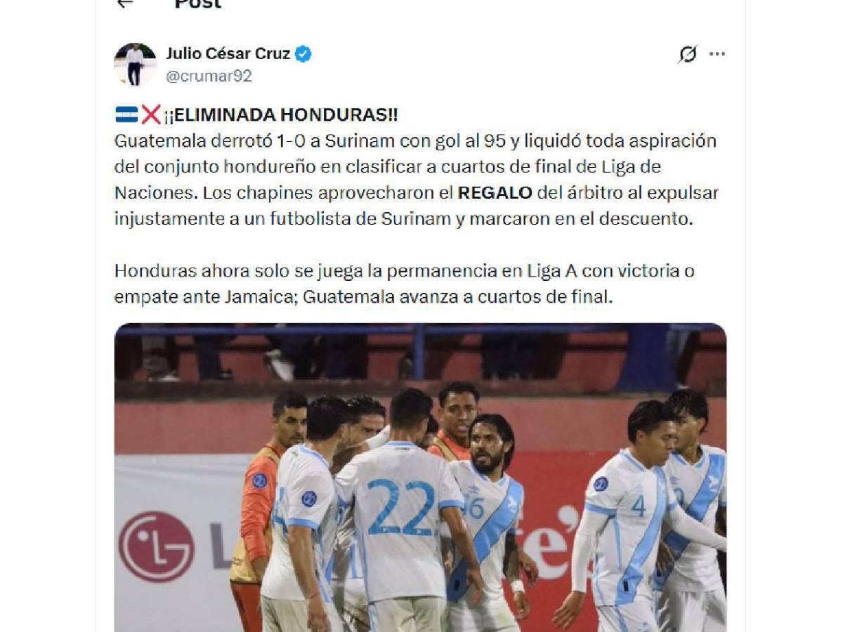 Señalan al culpable y decepción por Honduras: “Aprovecharon regalo del árbitro”