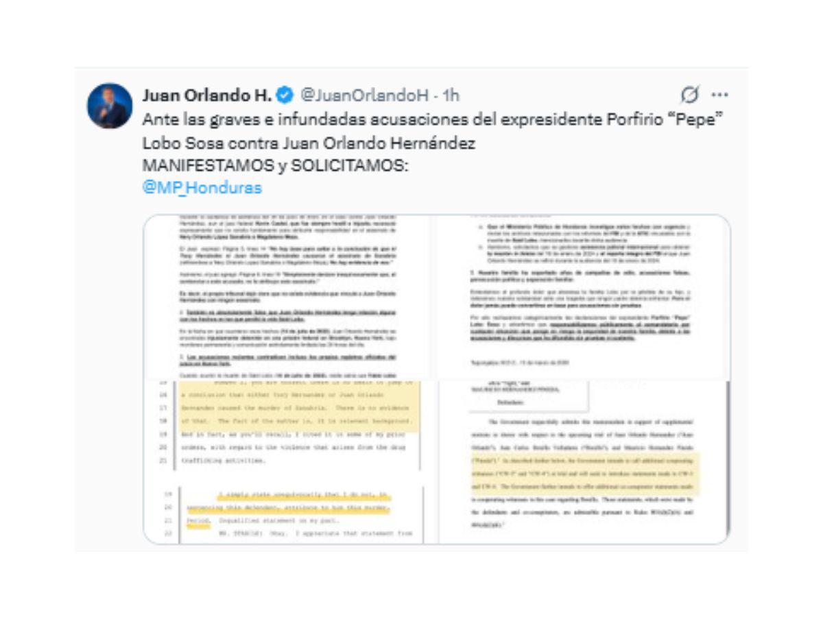 Tensión entre expresidentes: acusaciones de Pepe Lobo desatan fuerte respuesta de la familia de JOH