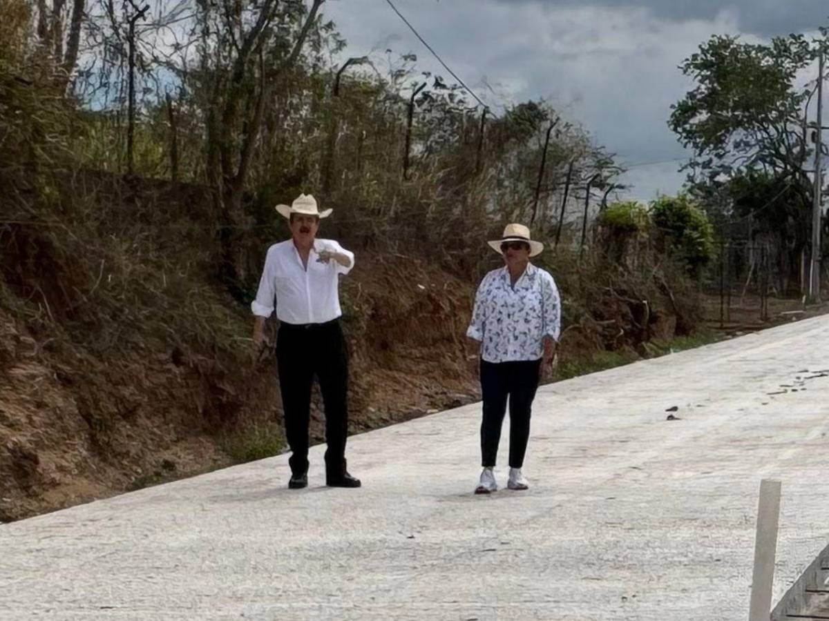 Xiomara Castro supervisa obras acompañada de Mel Zelaya en Olancho en plena Semana Santa