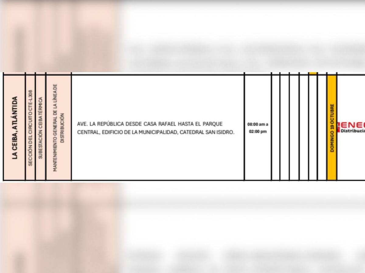 Estas zonas de SPS y Choloma estarán sin luz por 12 horas este domingo 19 de octubre