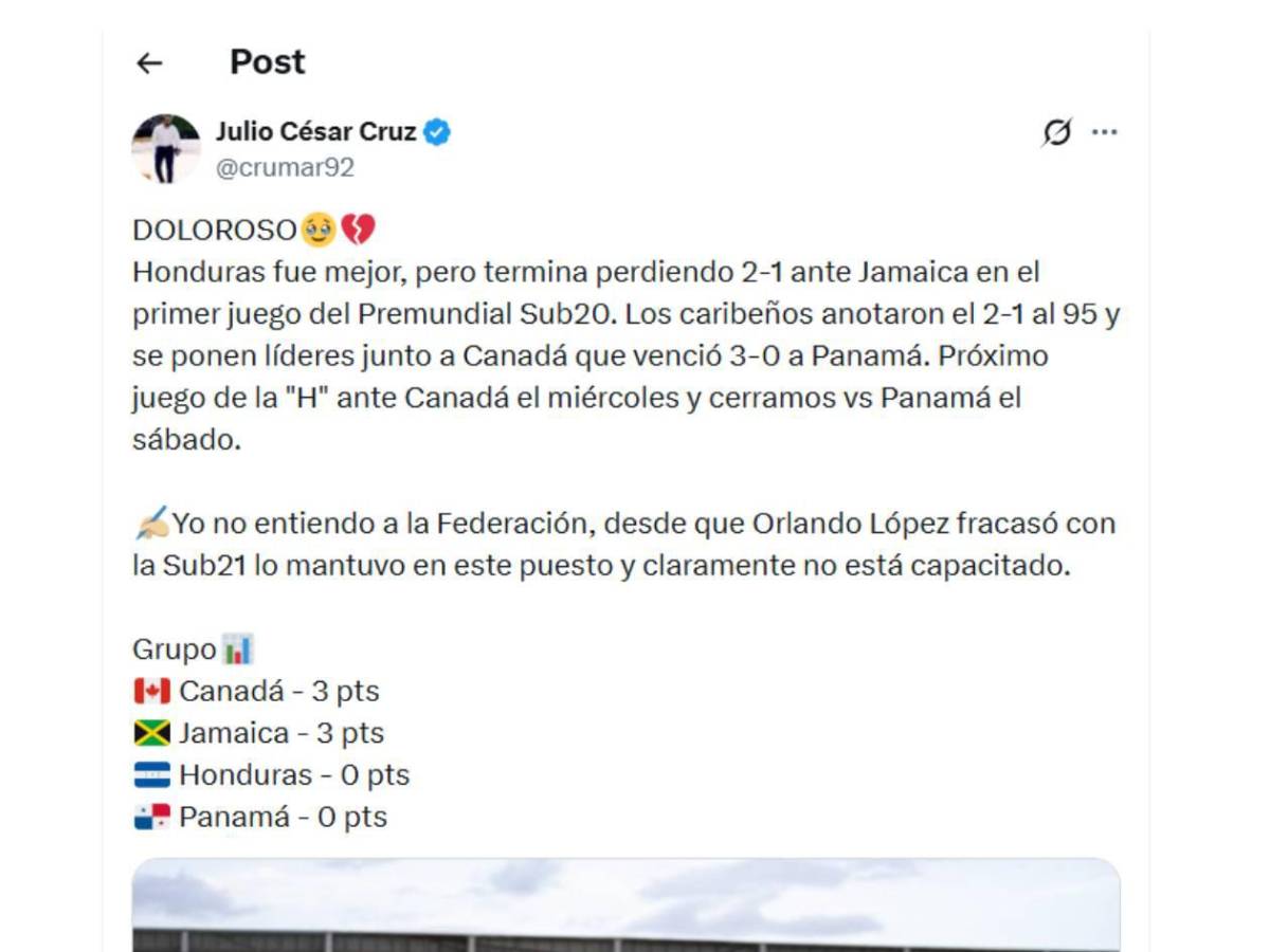 Dolor por Honduras y señalan al culpable tras debut en Premundial Sub-20