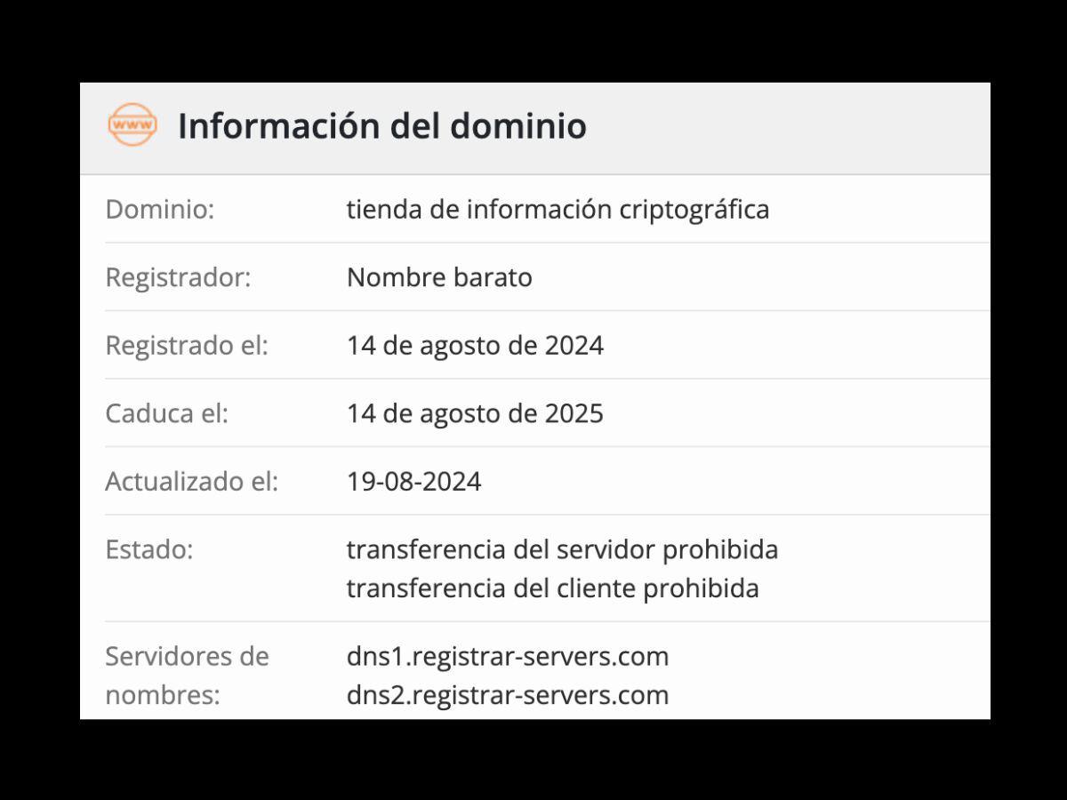 Captura de pantalla a los resultados de Who.is, hecha el 30 de septiembre de 2024.