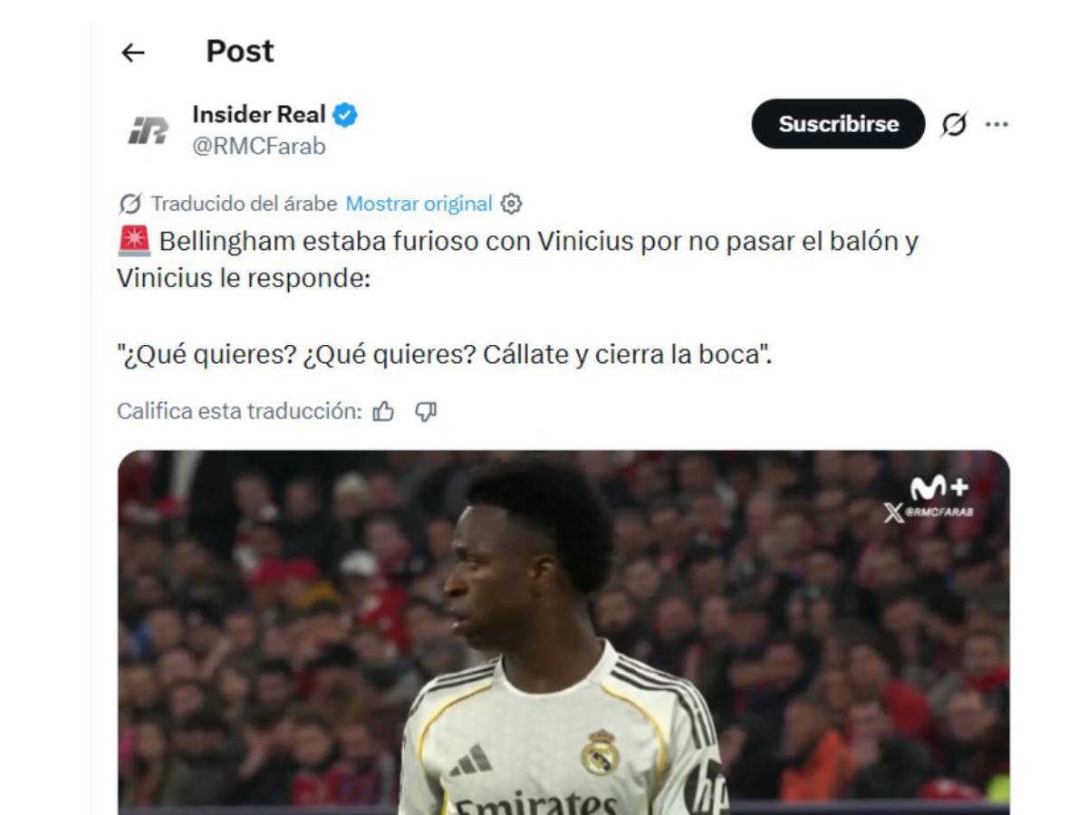 Agarrón entre Vinicius y Bellingham y arde Real Madrid: Ya cállate