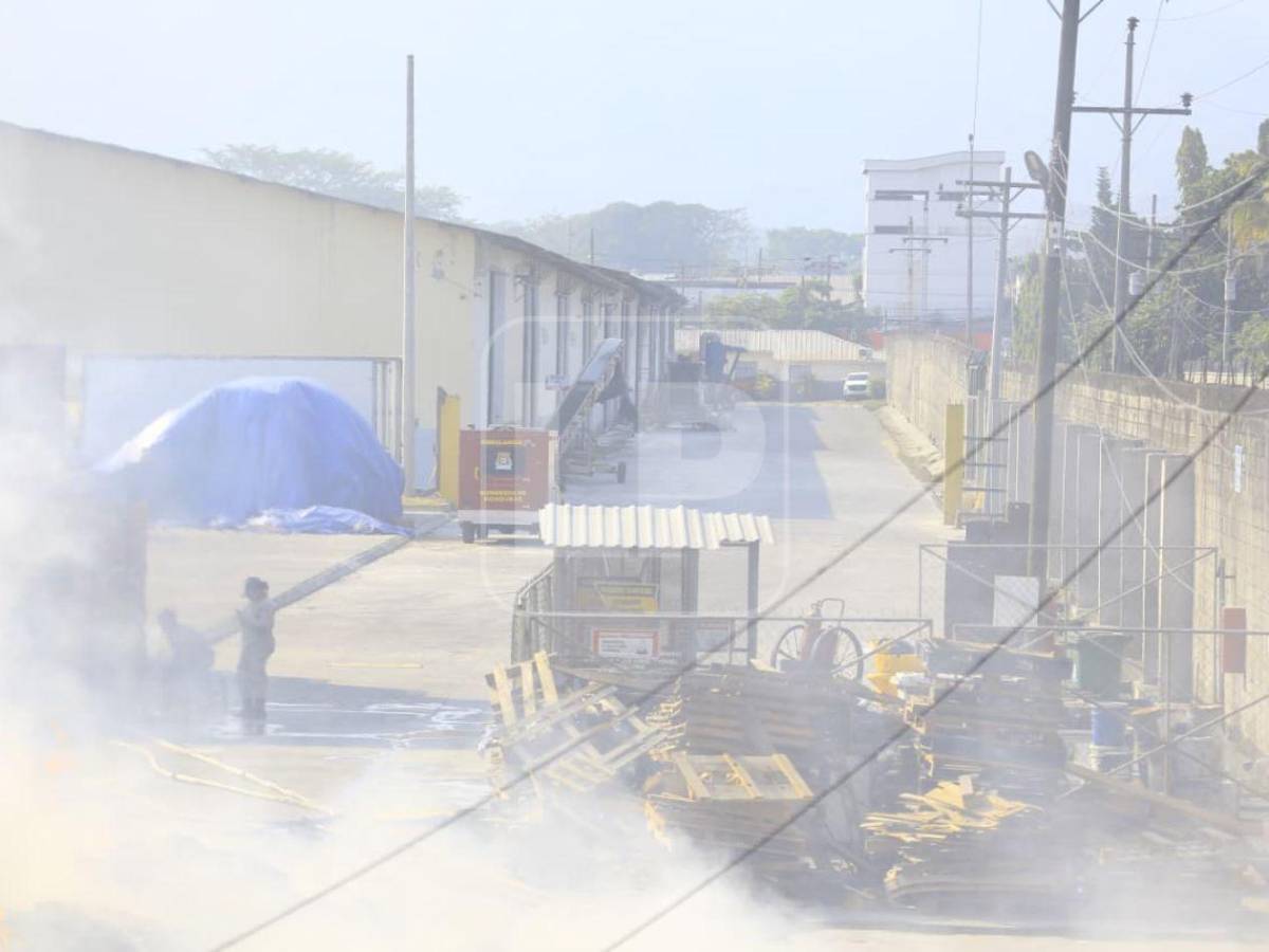 Fotos: Voraz incendio consume bodega en San Pedro Sula