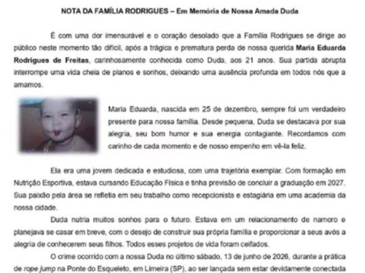 “Se iba a casar”: madre de María Eduarda rompe el silencio tras tragedia en salto de “jumping