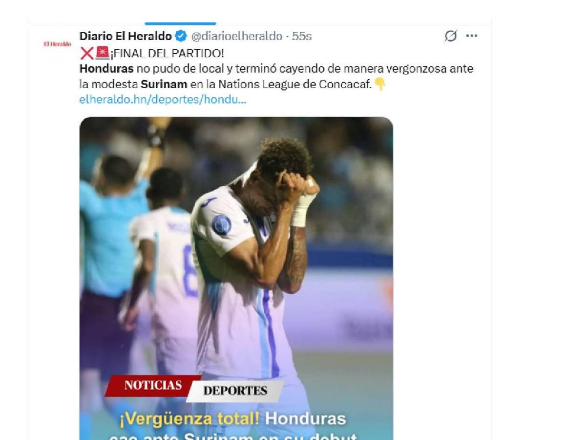 Enfado, señalan a dos y una preocupación tras penosa derrota de Honduras ante Surinam