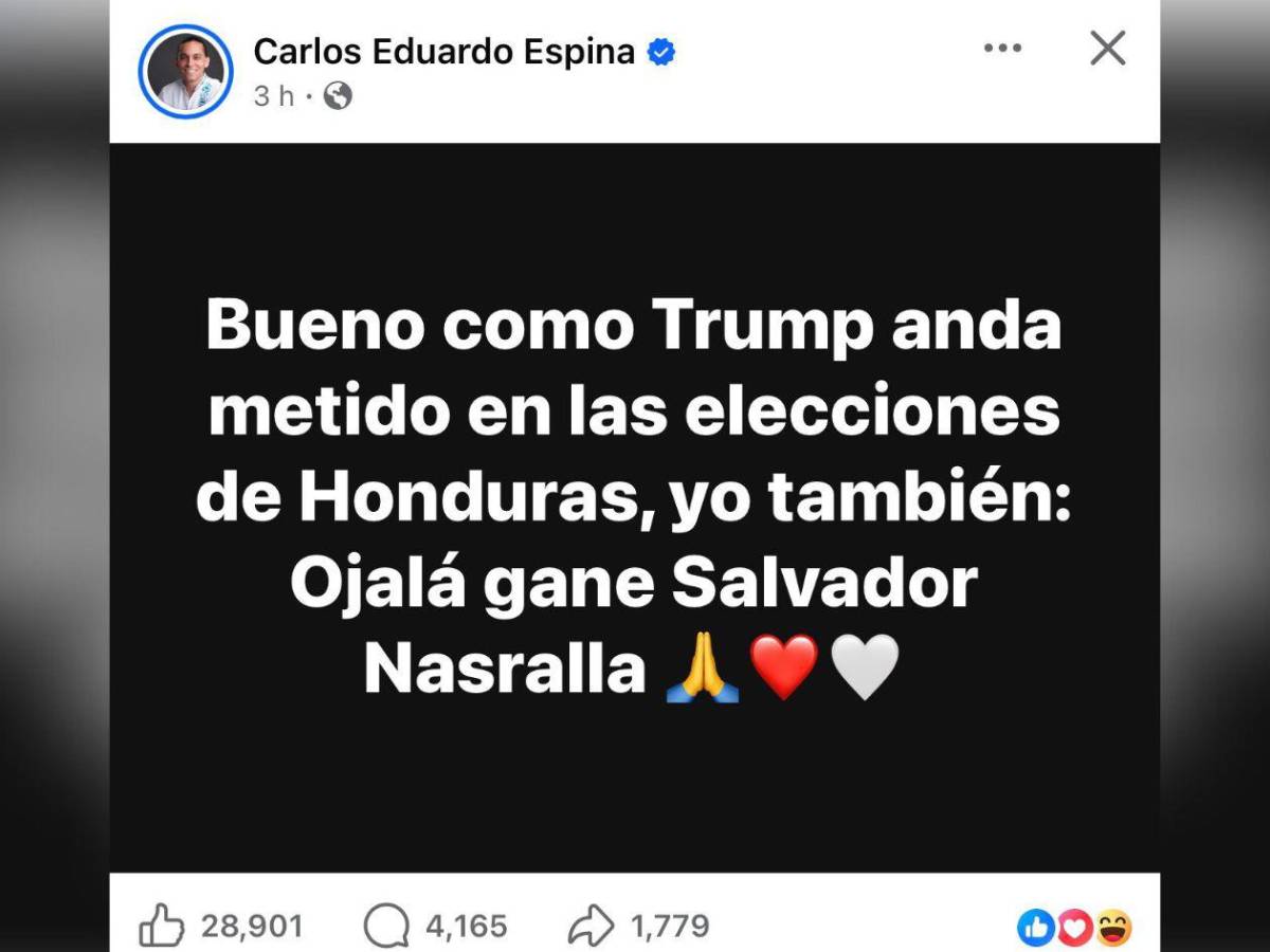 Carlos Eduardo Espina revela qué candidato presidencial desea que gane