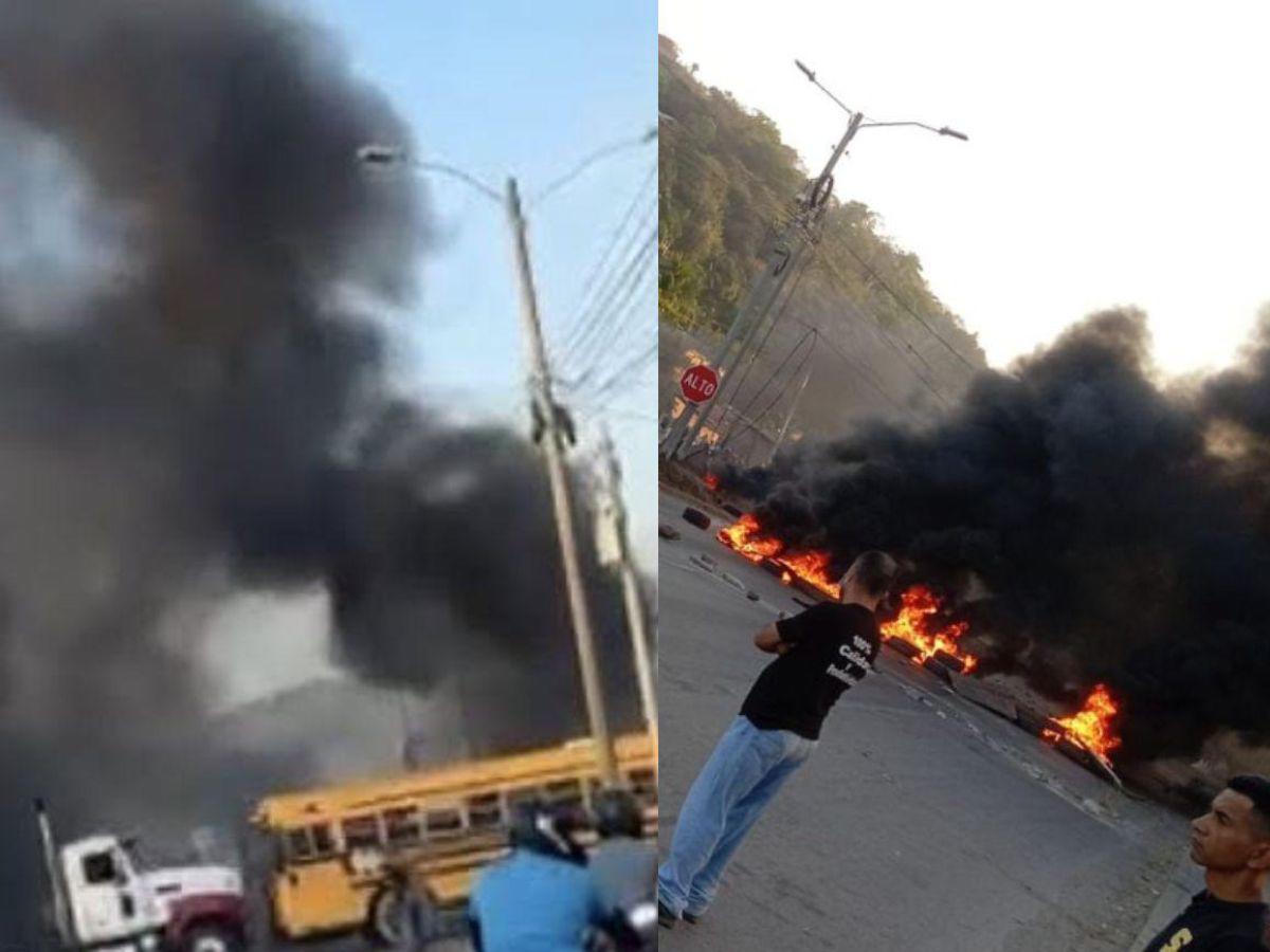 Incendian rastra durante protesta de socios de Koriun en Choloma