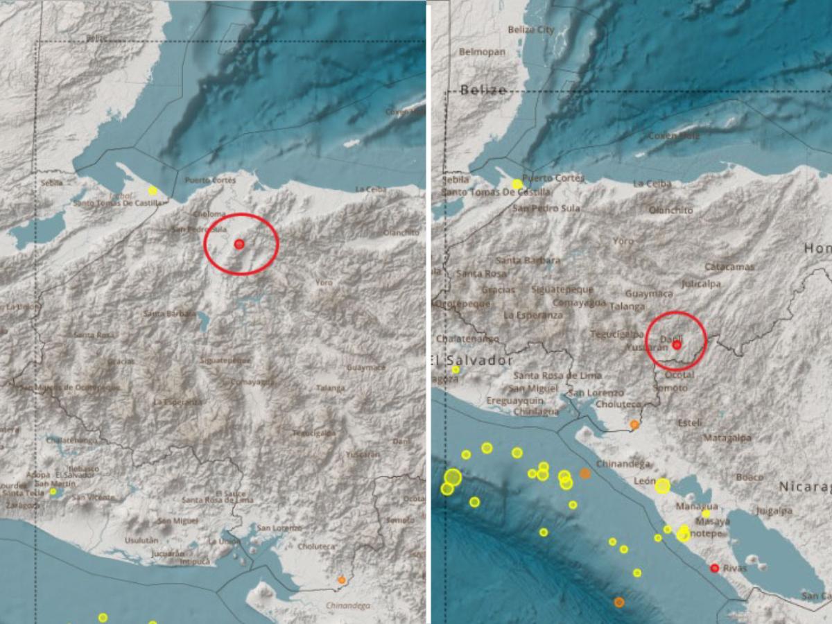 Dos sismos con un minuto de diferencia sacuden zonas de Honduras sin dejar daños