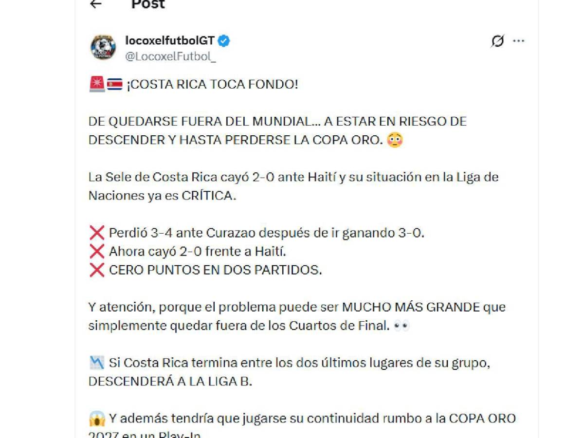 Costa Rica vuelve a quedar en ridículo y apunta al descenso: señalan a Honduras
