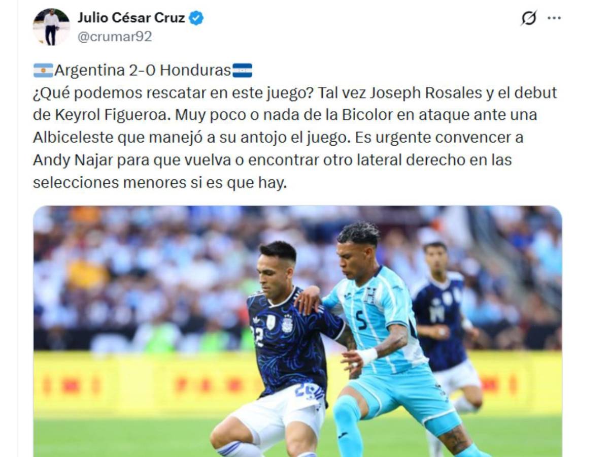 Futbolista de Liga Nacional señala al Búho Meléndez tras el Argentina - Honduras