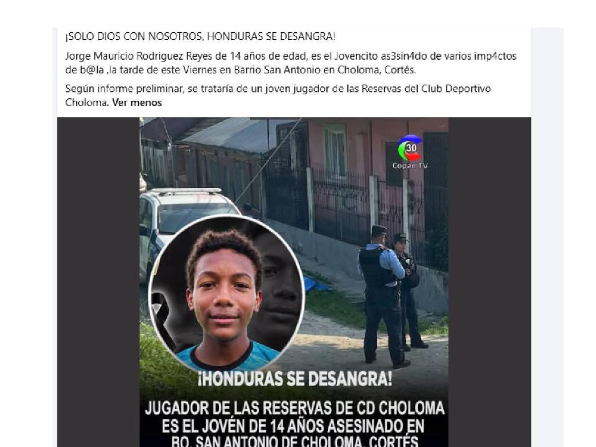 Conmoción en Choloma por asesinato de joven futbolista: Mataron a mi bebé