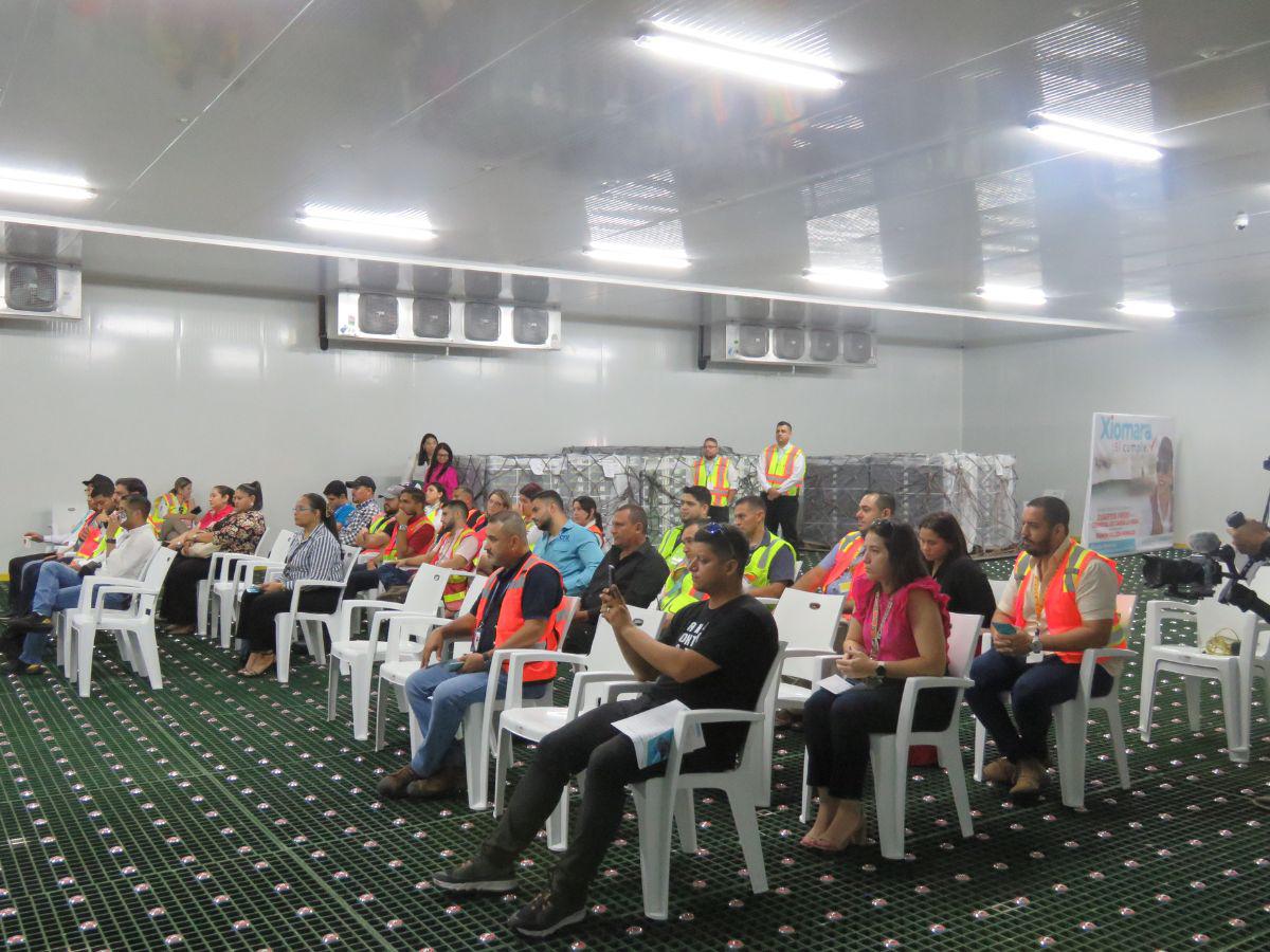 El público invitado, medios de comunicación y personal de la terminal de carga pudieron conocer los cuartos fríos antes de que cumplan su función de almacenaje de productos.