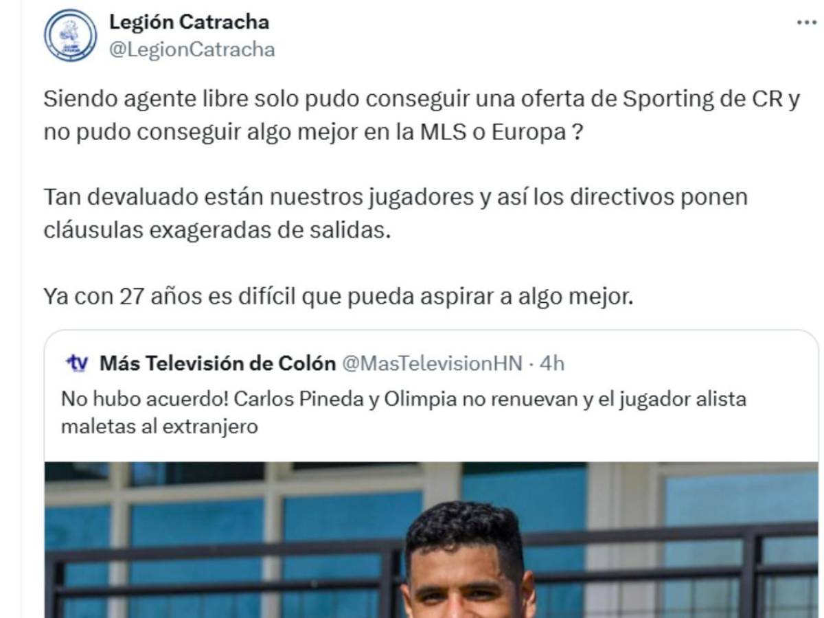 Mercado: Por esta sorprendente razón Carlos Pineda se va del Olimpia