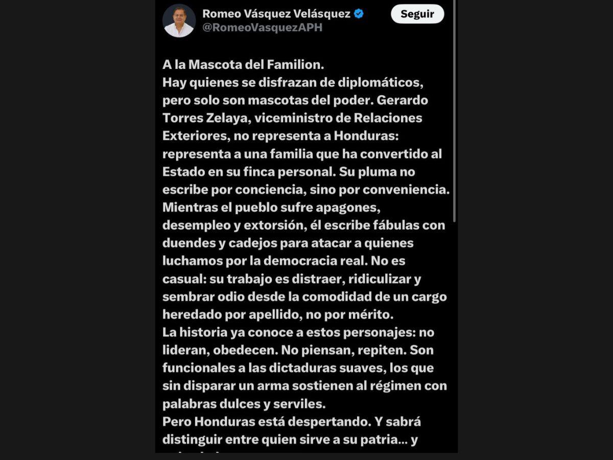 Mascota del familión: Romeo Vásquez responde al vicecanciller