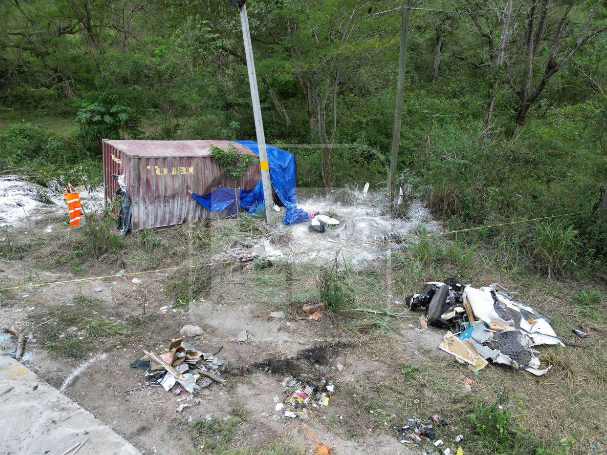 Así quedó la escena del accidente en Quimistán: resguardada por presencia de cianuro