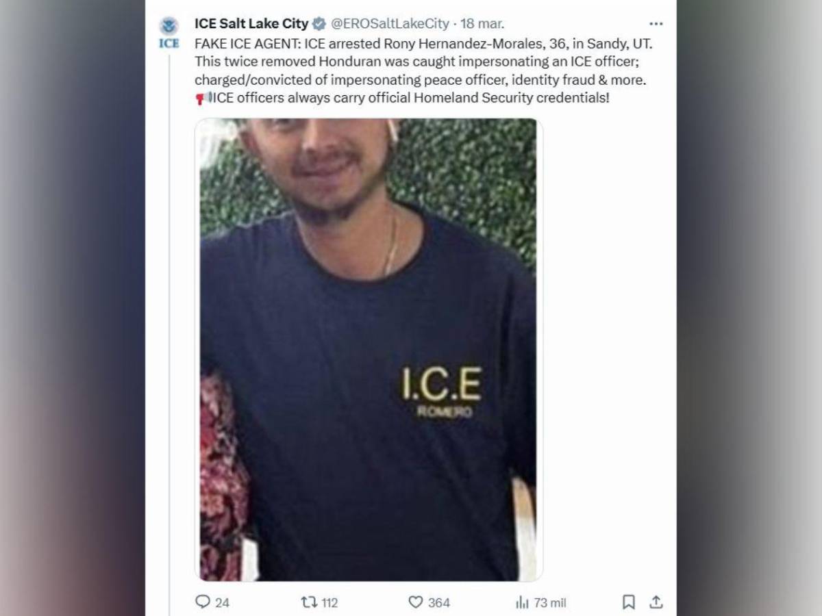 Hondureño es descubierto haciéndose pasar por agente del ICE en Utah
