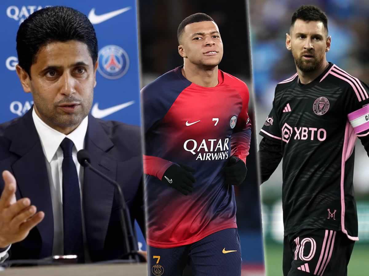 Al-Khelaïfi rompe el silencio: revela que quiere hacer con Mbappé y dardo a Messi