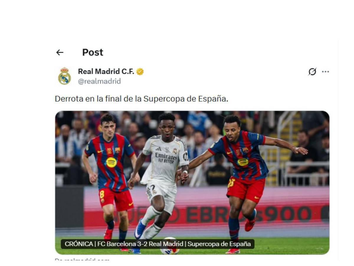 Barcelona se burla, Real Madrid responde y señalan a dos cracks tras final de Supercopa