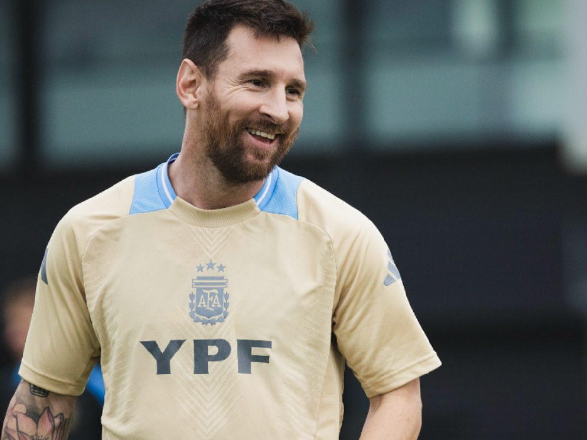 Messi se ha mostrado emocionado en los entrenamientos de Argentina.