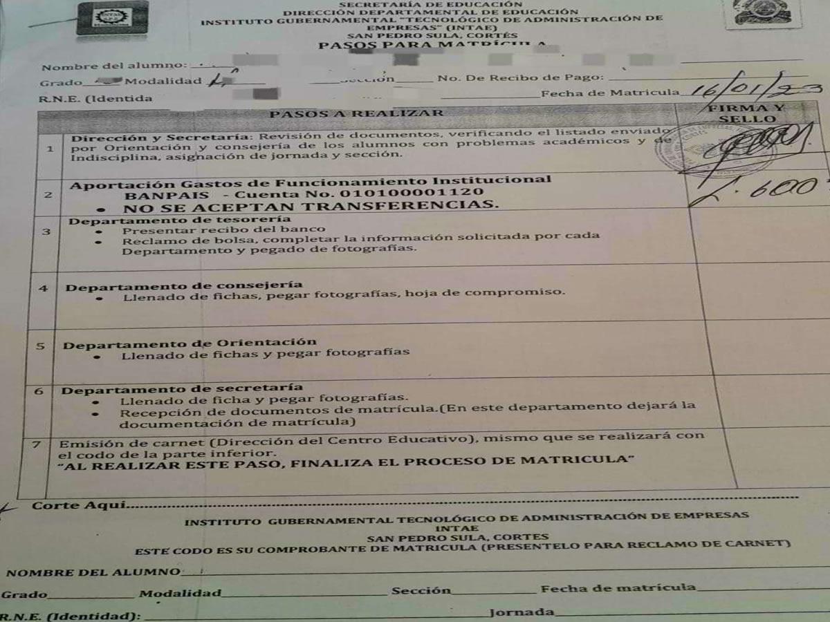 Matrícula disfrazada cobran en escuelas y colegios de San Pedro Sula