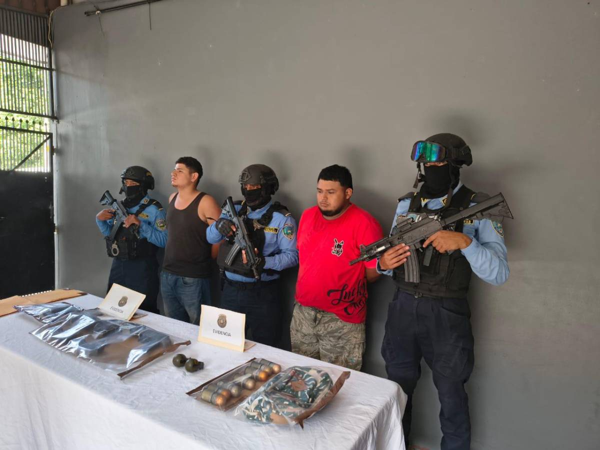 Cae peligrosa célula de la MS-13 con armas de guerra y lanzagranadas en Yoro