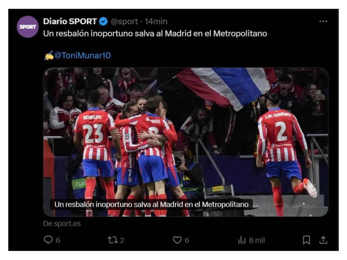 Polémica en Champions: Prensa reacciona al Atlético vs Real Madrid