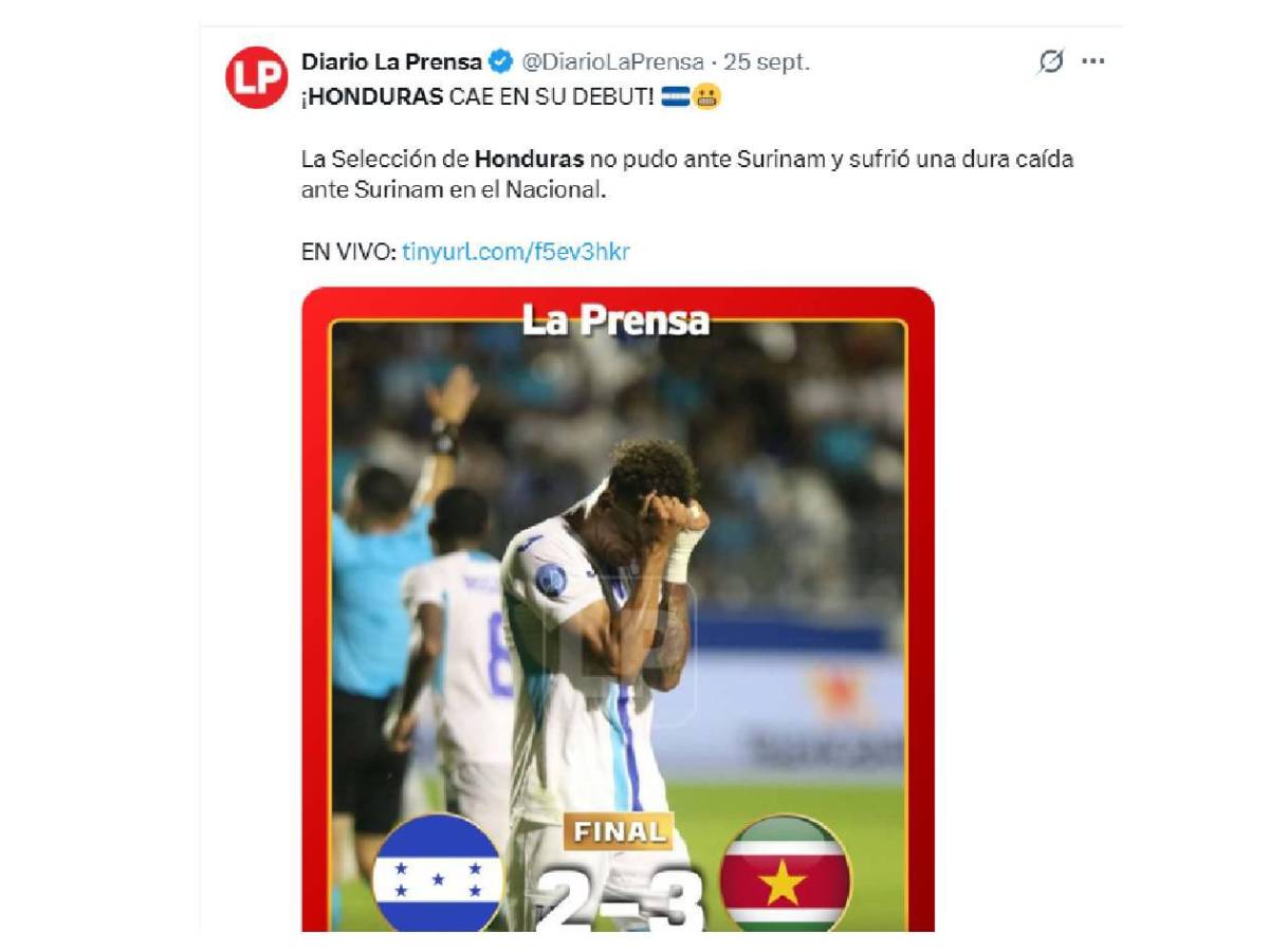 Enfado, señalan a dos y una preocupación tras penosa derrota de Honduras ante Surinam