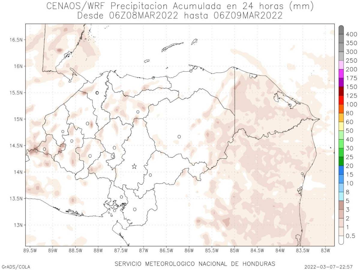 Las lluvias serán provocadas por el ingreso de humedad del mar Caribe y del océano Pacífico.