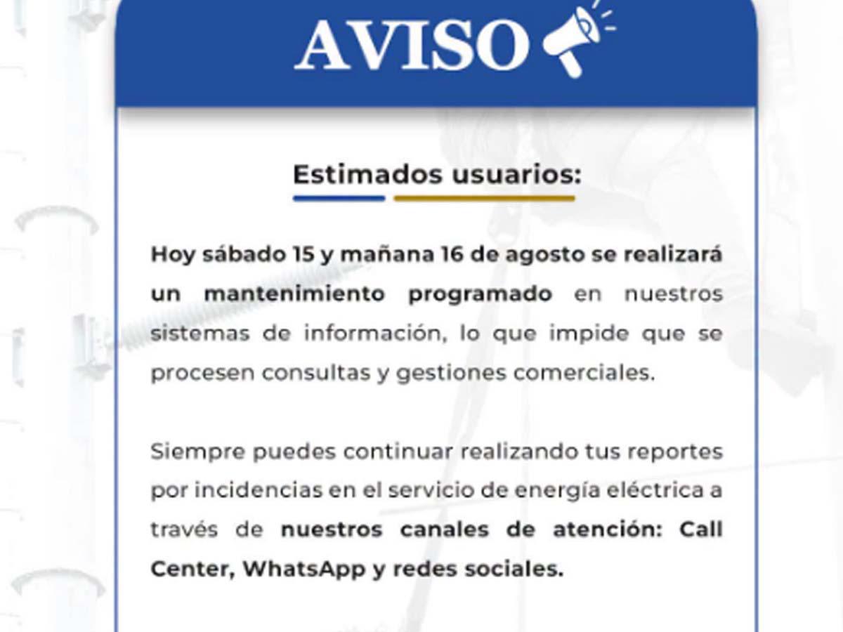 Cortes de energía este lunes 17 de agosto en zona de Circunvalación de San Pedro Sula