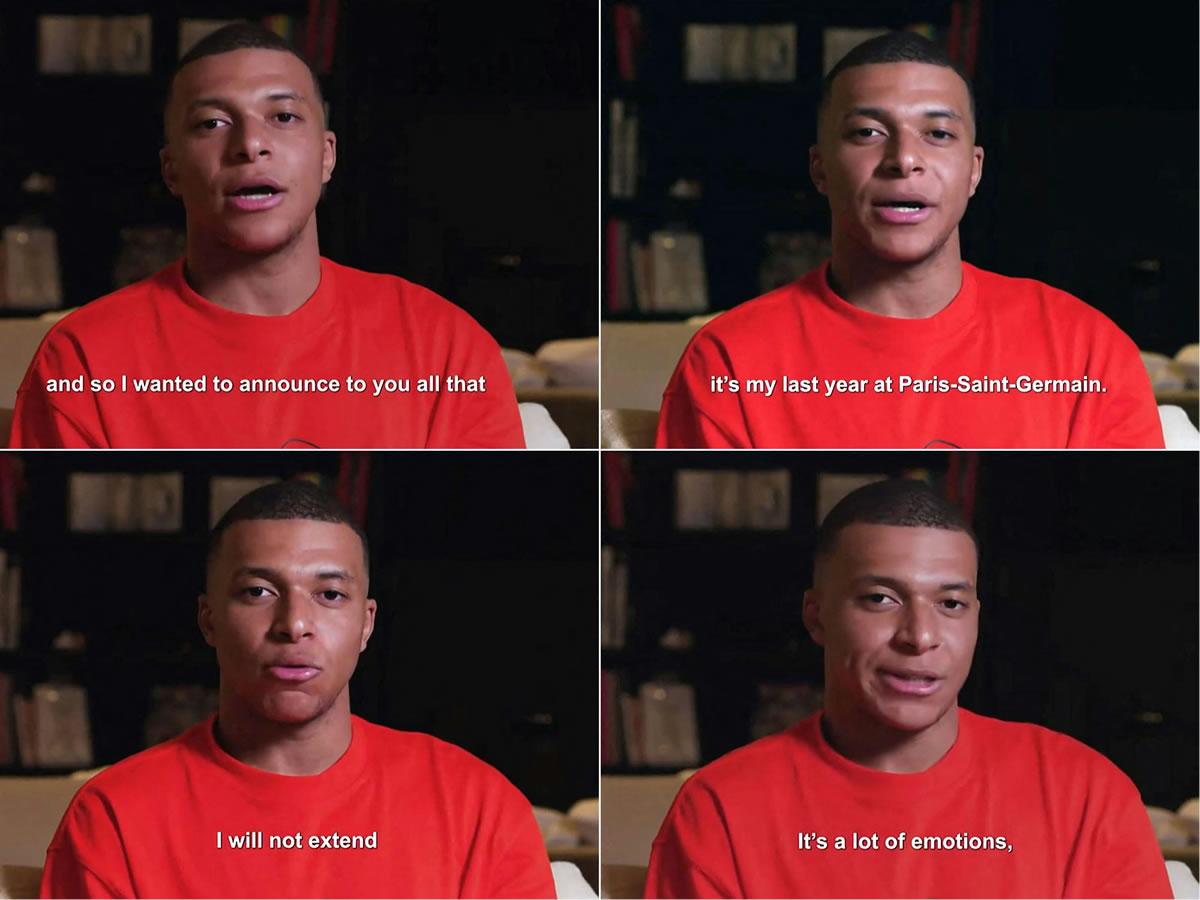 Kylian Mbappé anunció su marcha del PSG y que necesita nuevos retos.
