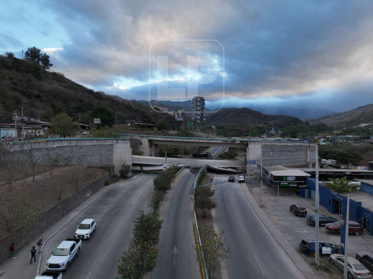 Conductor se salvó de milagro: las imágenes del puente colapsado en Tegucigalpa