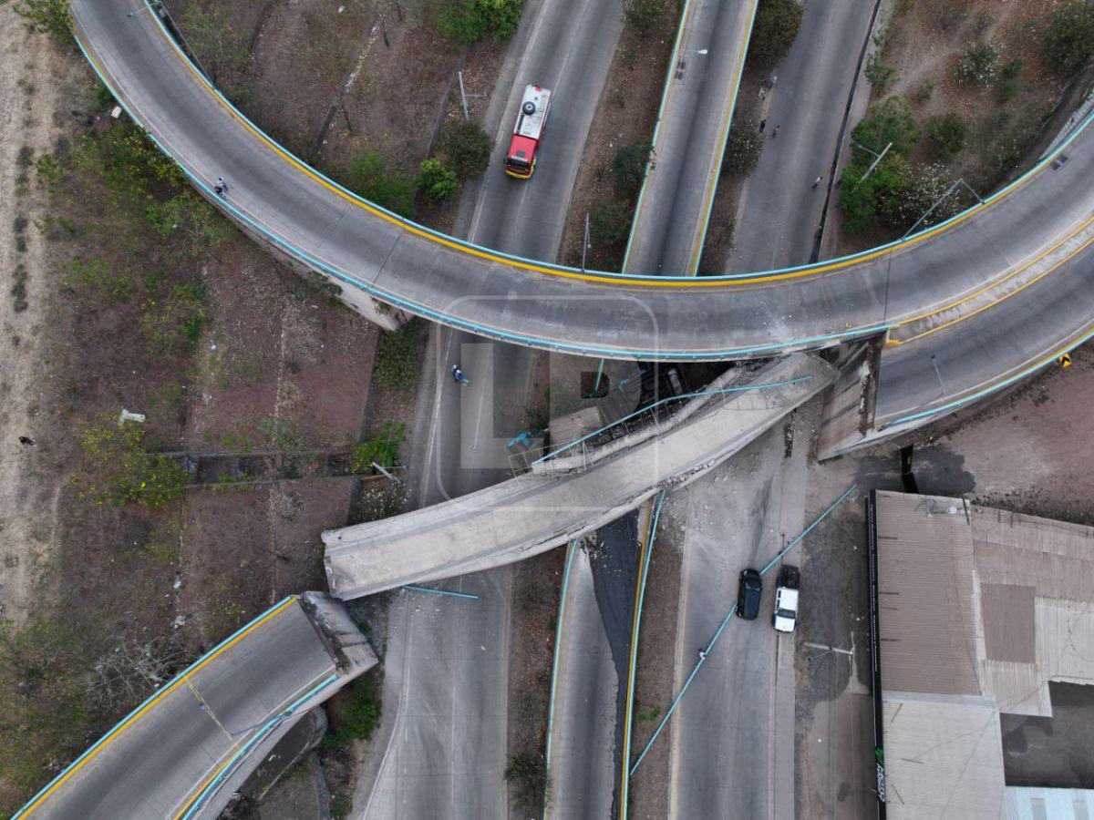 Conductor se salvó de milagro: las imágenes del puente colapsado en Tegucigalpa