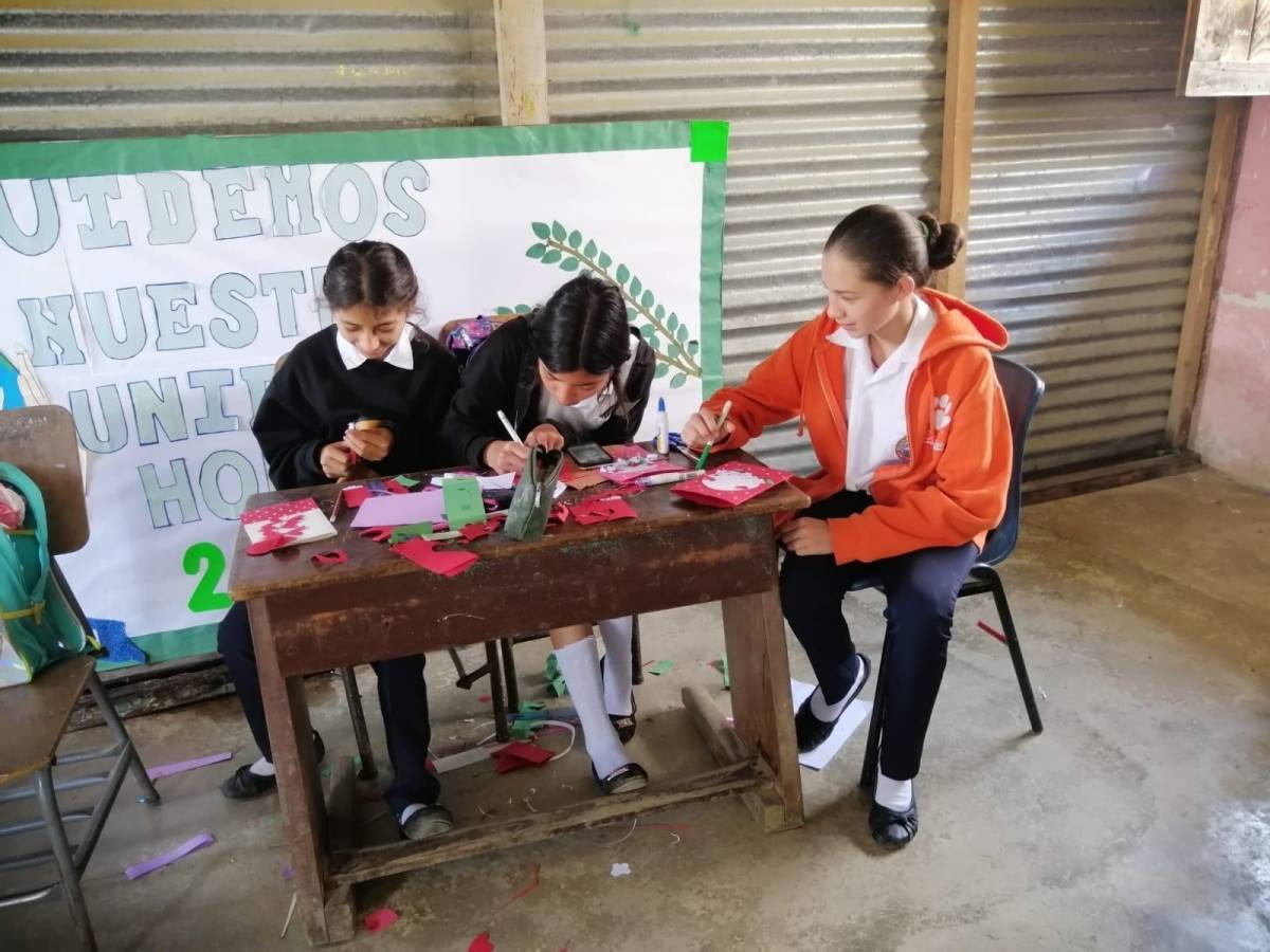 Alumnos realizan sus tareas en clase.